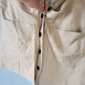 Banana Republic Tan A Line Linen Mini‎ Skirt with pockets size  16